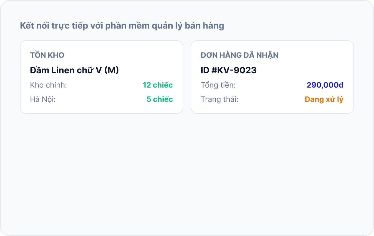 Kết nối trực tiếp với phần mềm quản lý bán hàng